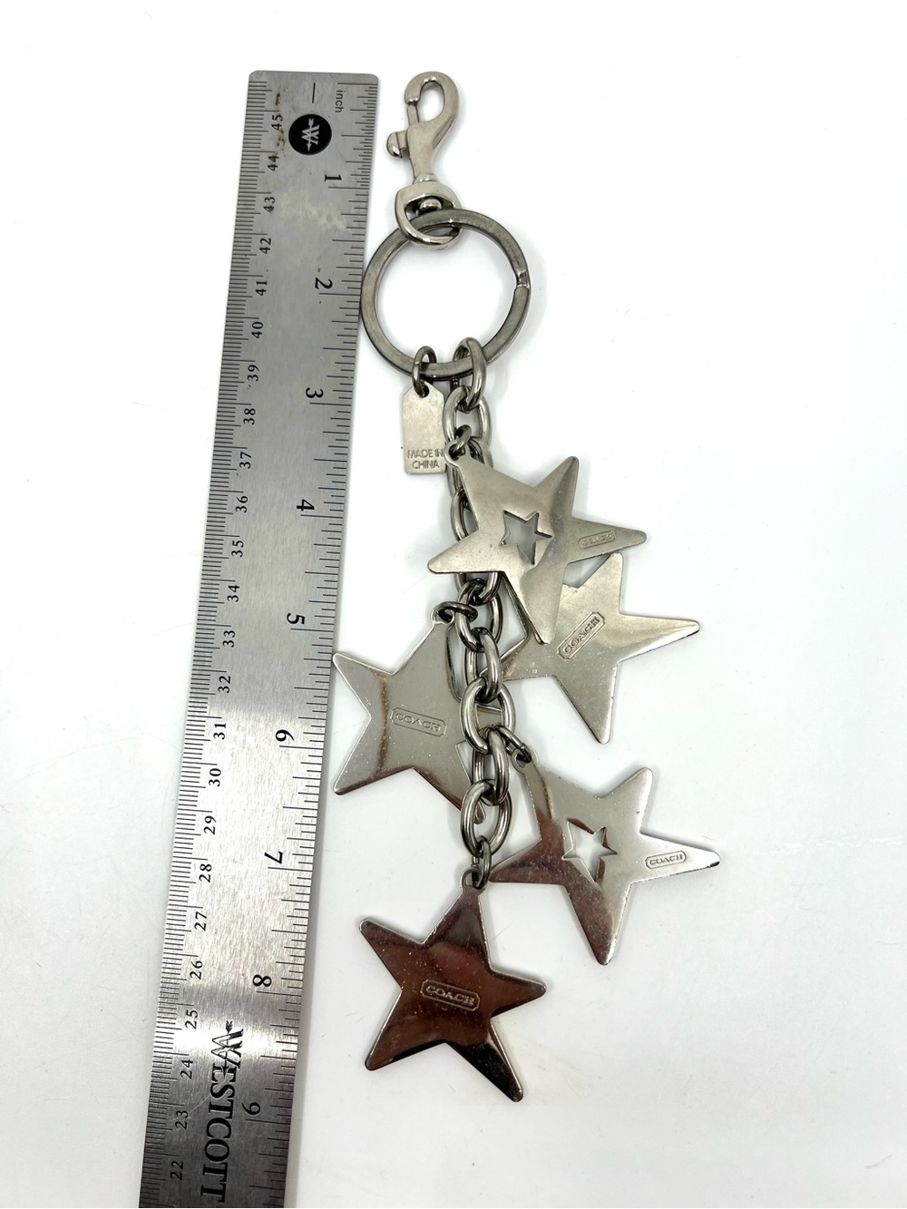 Coach Large Star Keychain Silver Tone Dangle Rhinestone Bag Charm Keychain Y2K - Picture 2 of 14